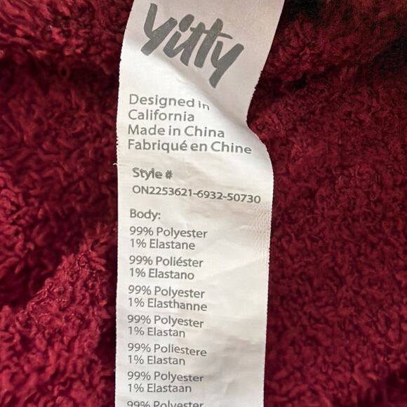 Yitty One Piece PJ Lounge Set Womens Medium Merlot Jumpsuit Pet Me Heart Pocket - Picture 6 of 12